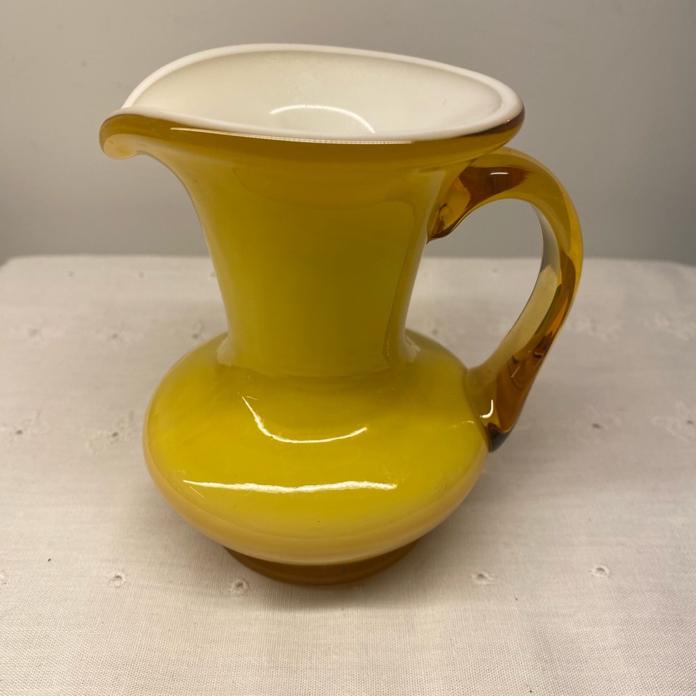 Vintage Hand Blown Cased Glass Small Pitcher